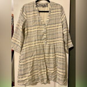 Striped Cream and Gray Women's Dress
